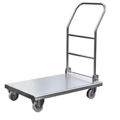 China New Durable And Corrosion Resistant Stainless Steel Flat Cart Mobile Cart With Foldable Design for sale