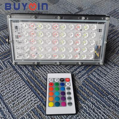 China ROADWAY RGB LED Floodlight 50W/100W With Remote Control AC 110V Outdoor Refletor LED 50W/100W Led Flood Light for sale