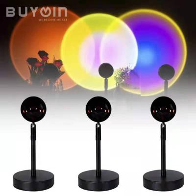 China Modern USB Button Rainbow Sunset Lamp Spotlight Modern Desk Lamp for Bedroom Bar Cafe Shop Wall Decoration Lighting USB Sunset Lamp for sale