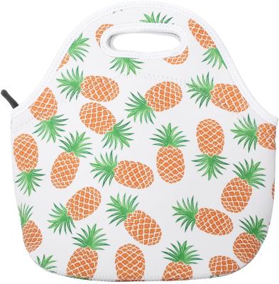 China Pineapple Printed Neoprene Insulated Lunch Bag Insulated Lunch Box Tote For Adult Toddlers Teenagers Girls Teens Boys Kids Men Women for sale