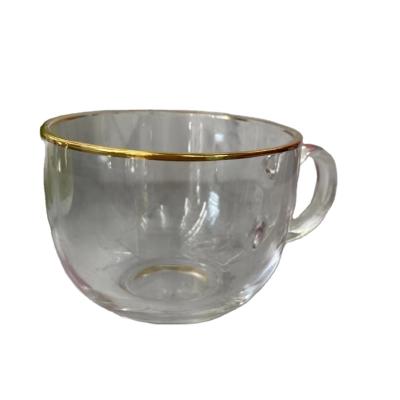 China Wholesale 300ml viable hot water gold rimmed glass mug for wedding vacation and home use for sale