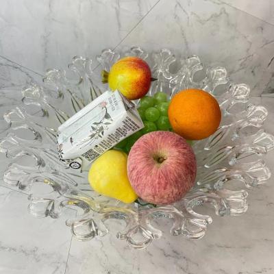 China Hot Selling Transparent Round Glass Fruit Dish Viable For Wedding Holidays And Home Use for sale