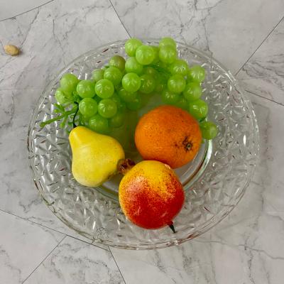 China Sustainable Hot Sale Two Size Round Transparent Glass Fruit Dish For Wedding Holidays And Home Use for sale