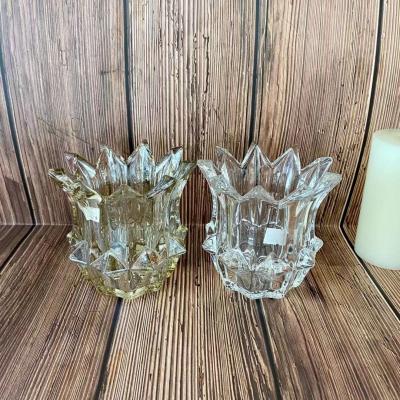 China 2021 modern luxury hot-saling angle glass candle holder without cover for party atmosphere and home decoration for sale