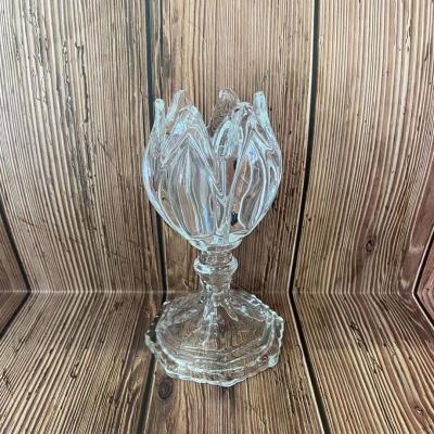 China 2021 luxury modern hot-saling pitaya shape glass candle holder without cover for party atmosphere and home decoration for sale