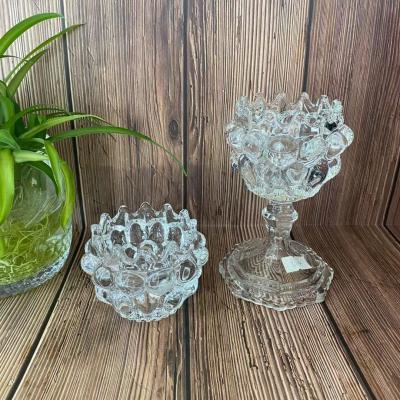 China 2021 luxury modern hot-saling dot lace and pearl glass candlestick without cover for party atmosphere and home decoration for sale