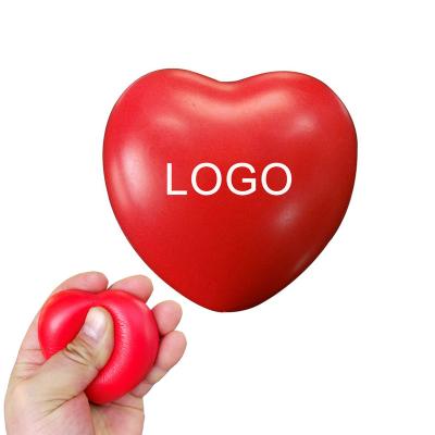 China PU Leather Promotional Custom Foam LOGO Printed Heart Shaped Anti Stress Ball for sale