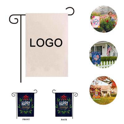 China Custom Christmas Decorations Halloween Thanksgiving Textile Logo Printed Christmas Gift Independence Garden Canvas Flag for sale