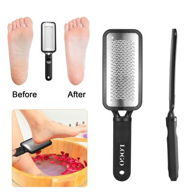 China Plastic Custom Logo Printed Foot File Foot Rasp Pedicure Tools Dead Feet Skin Callus Remover Handle Foot Scrubber Sandpaper for sale