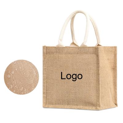 China Recyclable Custom Logo Printing Shopping Bag Natural Burlap Eco Friendly Tote Bags Reusable Gunny Jute With Logo for sale