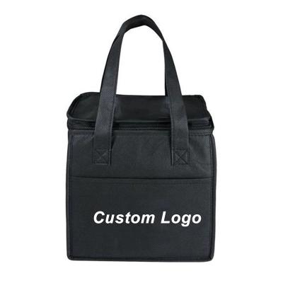 China Custom Logo Printed Reusable Thermal Insulated Cooler Bag Moisture Proof Grocery Cool Carry Bag Non Woven Lunch Cooler For Food for sale