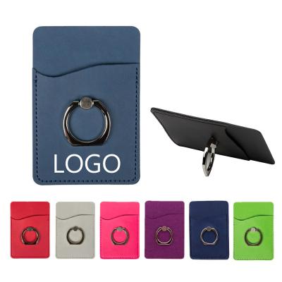 China Logo Printed Pu Leather Wallet custom made leather the designed card holder stand with Kickstand compatible for phone for sale