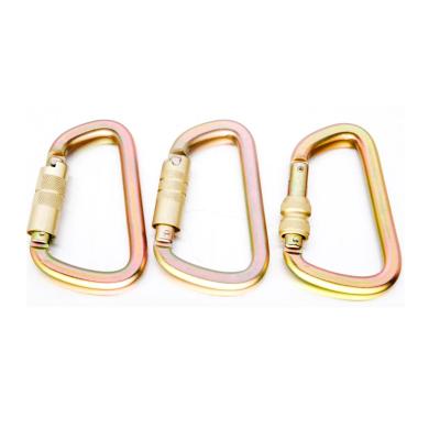 China Keychain Golden Stainless Steel Snap Hook Carabiner With Screw Lock for sale