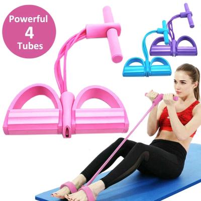 China 4 Durable Multifunctional Resistance Elastic Pull Ropes With Pedal Sit Up Resistance Bands Foot Elastic for sale