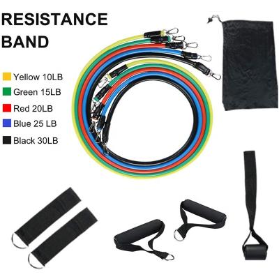 China Durable Custom Logo High Quality 11pcs Resistance Bands Set With Door Anchor Fitness Exercise Bands Resistance Tube Bands for sale