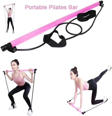 China Durable Black Multifunctional Yoga Stick Adjustable Gym Pilates Bar With Resistance Bands Pilates Bar Kit For Portable Home Gym for sale