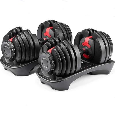 China High Quality Adjustable Dumbbell 52.5lbs Dumbbell Set For Men And Women With Metal Anti-Slip Handle Quickly Adjust Weight Dumbbell for sale