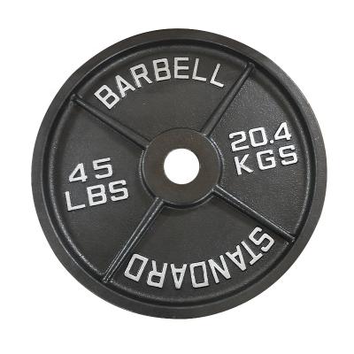 China Universal Cast Iron Weight Plates Standard Pounds Weightlifting Plates Weight Barbell Bumper Plates For Gym Home Use Fitness Equipment for sale