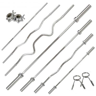 China Universal Olympic Weightlifting Barbell Hollow Bar Kit Grips Chrome Curl Bar Dumbbell Bar And Spring Collars for sale