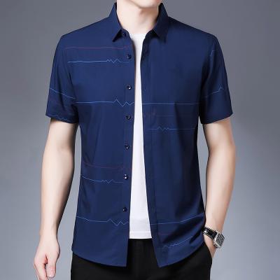 China 2021 summer new men's casual cardigan men's bottom shirt thin ironing men's breathable shirt low top for sale