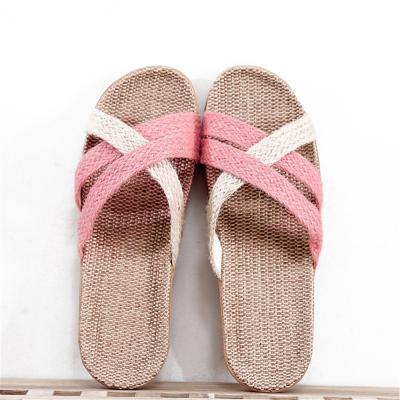 China Fashion Trend Women's Twill Slippers Lightweight And Comfortable Canvas Home Bedroom Slippers for sale