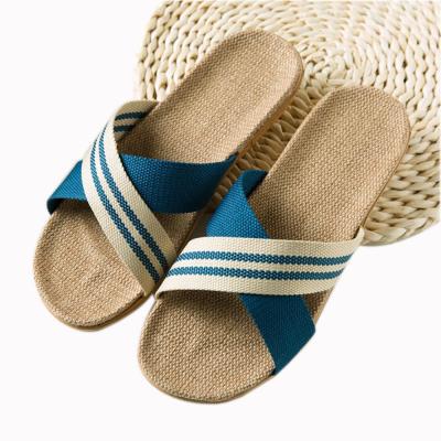 China Fashion Trend Ladies High End Casual Flat Multicolor Cross Sandals Canvas Slippers for sale