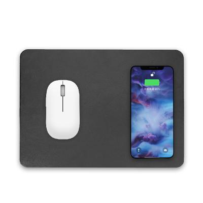 China NEW 10W Desktop Charger Wireless Mouse Pad 2 in One Mobile Phone Leather Fast Charger Table PU Wireless Mouse Pad for sale