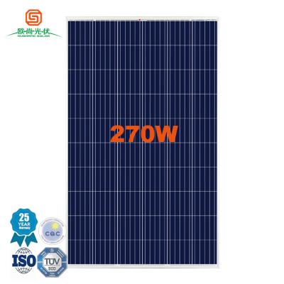 China Aluminum Alloy High Efficiency Anodized 270W Solar Photovoltaic Panels With 60 Cells for sale