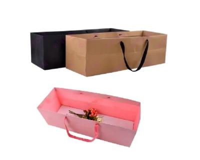 China Recycled Materials Logo Flower Boxes Custom Gift Bags White Kraft Cardboard Paper Bag. for sale