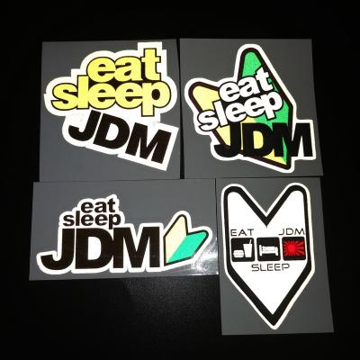 China Wholesale Cute/Cartoon JDM Style Decorative Car Window Sticker Eat Sleep JDM PVC Material Car Stickers for sale