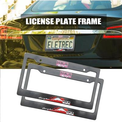 China Fashionable Wholesale Custom Auto JDM Style HKS Logo Car Plate Number Frame USA White Number Plate Frame for sale