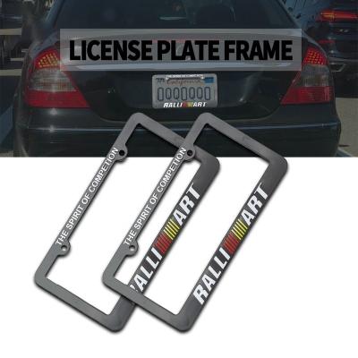 China Fashionable Wholesale Custom Auto White Ralliart Logo Car Plate Number Frame JDM Style USA Auto License Plate Frame for sale