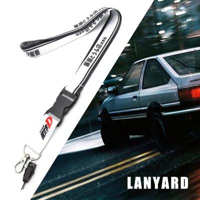 China Creative Fashiontable JDM Car Lanyard Neck Straps Key Cell Phone Arming Rope Initial D Style For Initial D Auto Keychain Accessories for sale