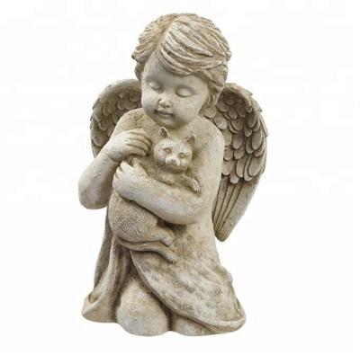 China China Resin Angel with Cat Garden Statue Figurine (7-Inches) for sale