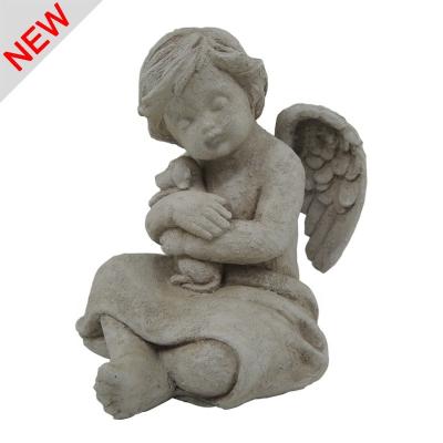 China China Resin Angel Hold Pet Statue For Garden Decoration for sale