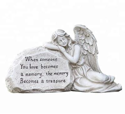 China China Resin Memorial Plaque with Angel Garden Sleeping Statue for sale