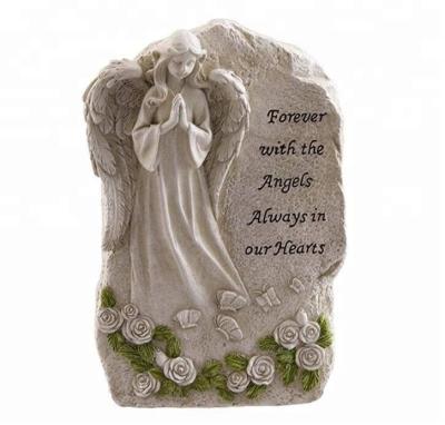 China China Resin Stone Memorial Garden Stone Angel Plaque Statue for sale