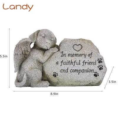 China China Dog Memorial Stone Statue,Sleep Forever Dog Angel Figurine In Our Hearts,Outdoor Dog Grave Markers For Deceased Pet for sale