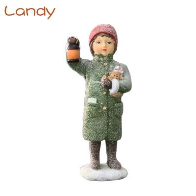 China 2023 New China Resin Boy With Light Figurine For Home Decoration for sale