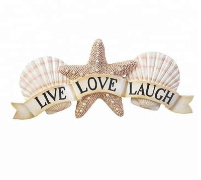 China China Resin Live Laugh Love Coastal Seashell Inspired Wall Art for sale