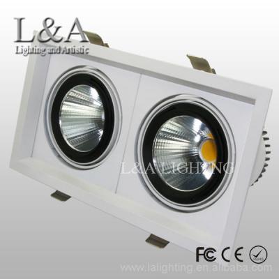 China Aluminum White Square 2*20w Double Cob Led Recessed Light , Square Led Downlight for sale