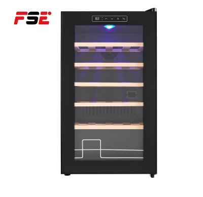 China Car Beverage Refrigerator 70L Wine Cellar With Wooden Shelves 24 Bottles Wine Cooler With Invert Compressor for sale