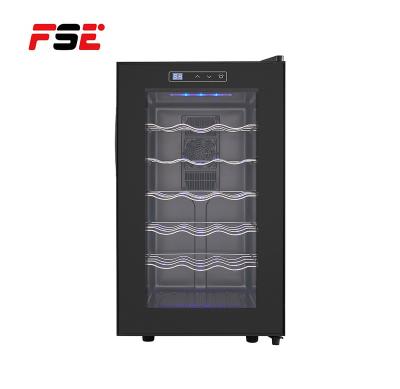 China Car 18 Bottles Wine and Beverage Cooler 46L Bar Wine Cabinet Fridge with Racks Stainless Wire Wood Shelves for sale