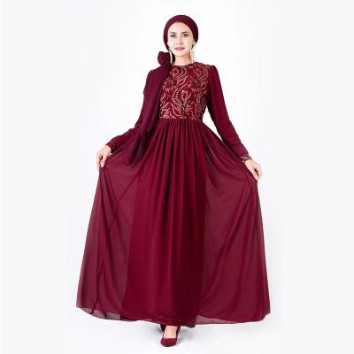 China Polyester / Acrylon Southeast Asia Women's Dubai Abaya Long Sleeves Sequined One-Piece Dress for sale