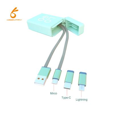 China Lighter Shell USB Cable OEM Customized Universal 3 in 1 Retractable USB Charging Cable for sale