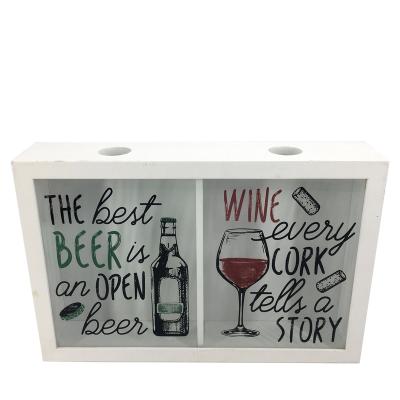 China Europe Woode Wine Decorative Cork Beer Cap Storage Holder Wall Mounted Shadow Box for sale