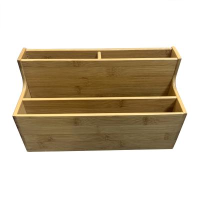 China Natural Bamboo Solid Wood Organizer Box Modern Wood Office Desk Mail Holder Storage for sale