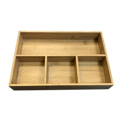 China Viable Wholesale Decorative Natural Wooden Cutlery Storage Divided Large Wooden Bamboo Tray for sale