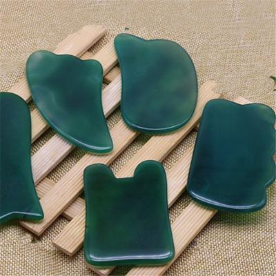 China Body Custom 100% Natural Green Crystal Jade Scraping Back Tool Gua Sha Board for sale