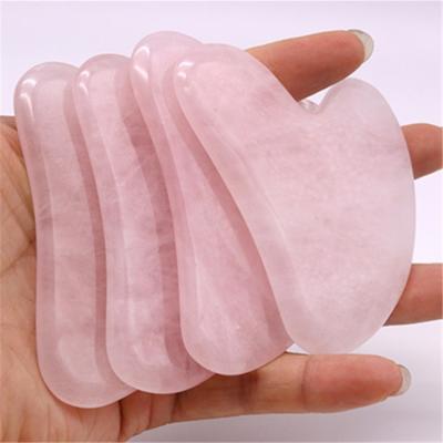 China Popular bian stone sha gua crystal jade crystal rose quartz facial massager tool for sale